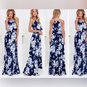 NWT Lulus floral maxi skirt set size medium